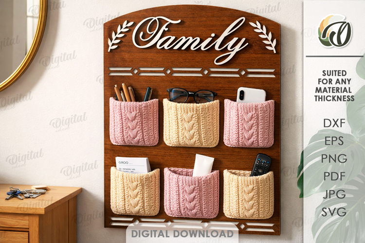 3D Base For Crochet Pocket Organizer Lasercut.Home Decor SVG