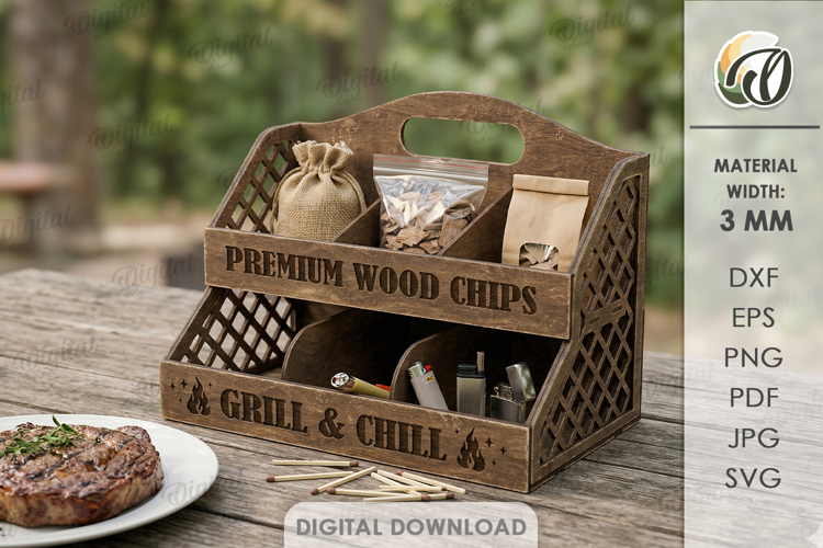 3D BBQ Organizer Laser cut. Storage Box SVG