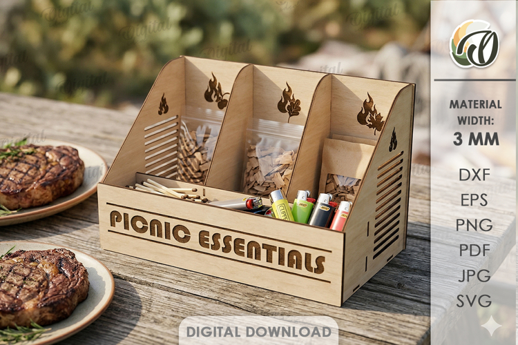3D BBQ Organizer Lasercut. Picnic Organizer. Storage Box SVG