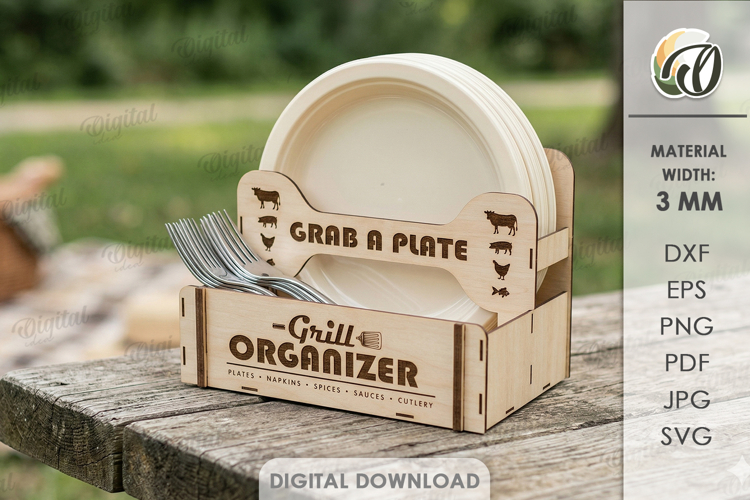 3D BBQ Organizer Laser Cut. Grill Organizer SVG