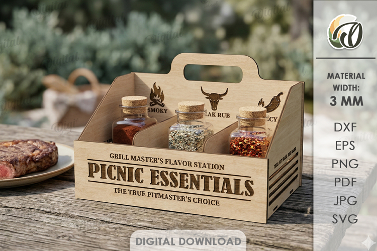 3D BBQ Organizer Lasercut. Picnic Organizer. Storage Box SVG