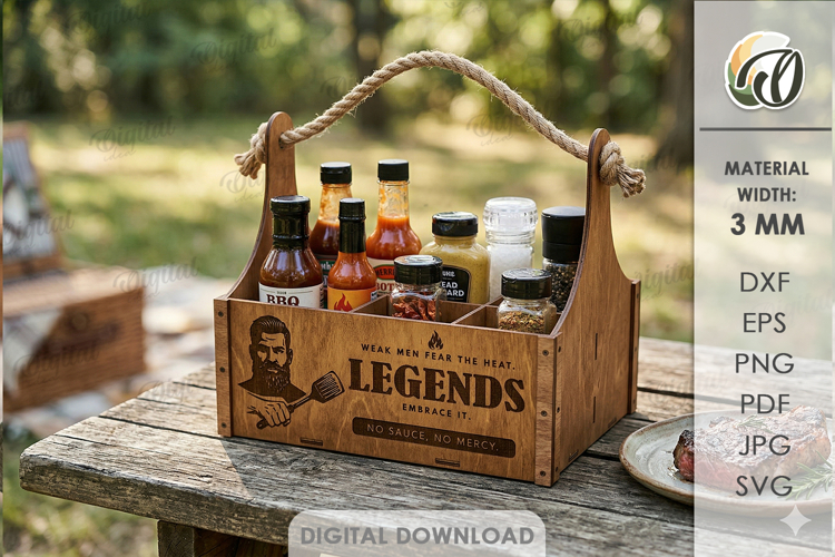 3D BBQ Organizer Laser Cut. Condiment Organizer SVG