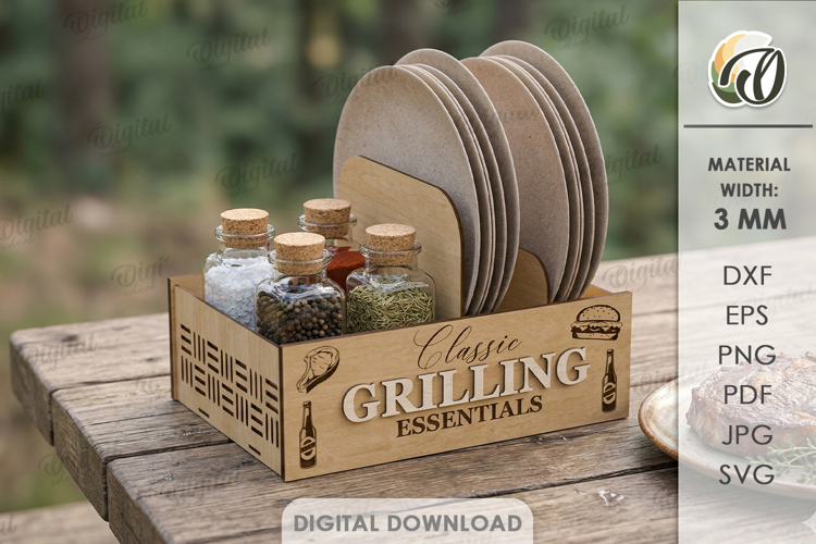 3D BBQ Organizer Laser Cut. Grill Organizer SVG