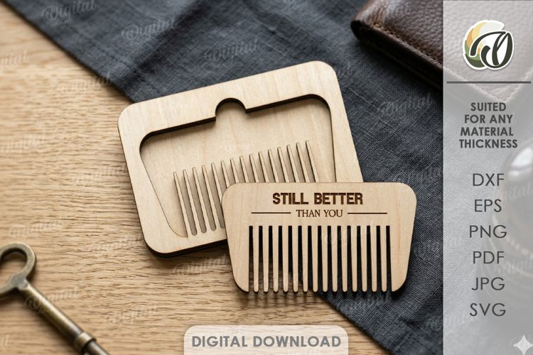 Beard Comb Laser Cut. Engraved Beard Grooming Comb SVG