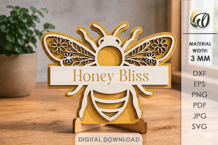 Bee Stand Laser Cut. Standing Home Decor SVG