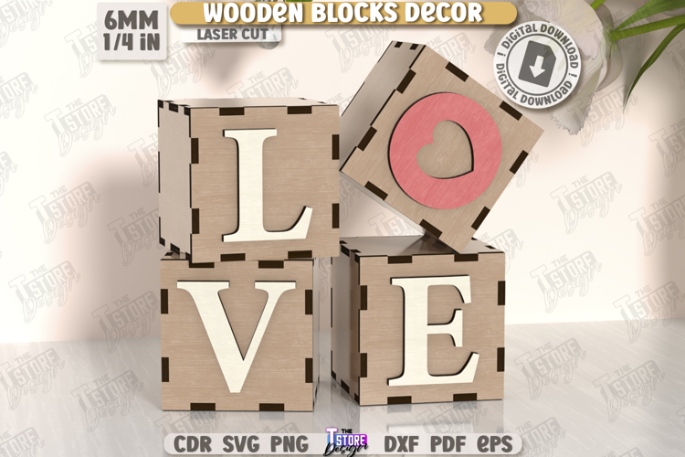 Wooden Blocks Décor Laser Cut |Home Décor SVG| Shelf Sitters