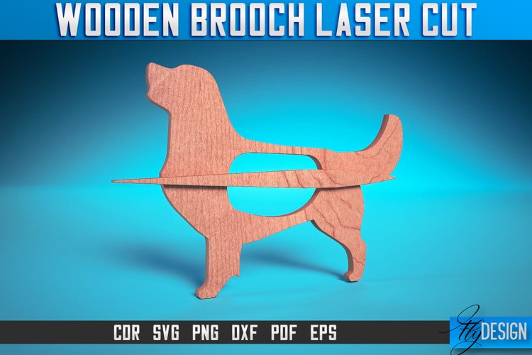Dog Wooden Brooch Laser Cut SVG | Accessories Laser Cut example image 1