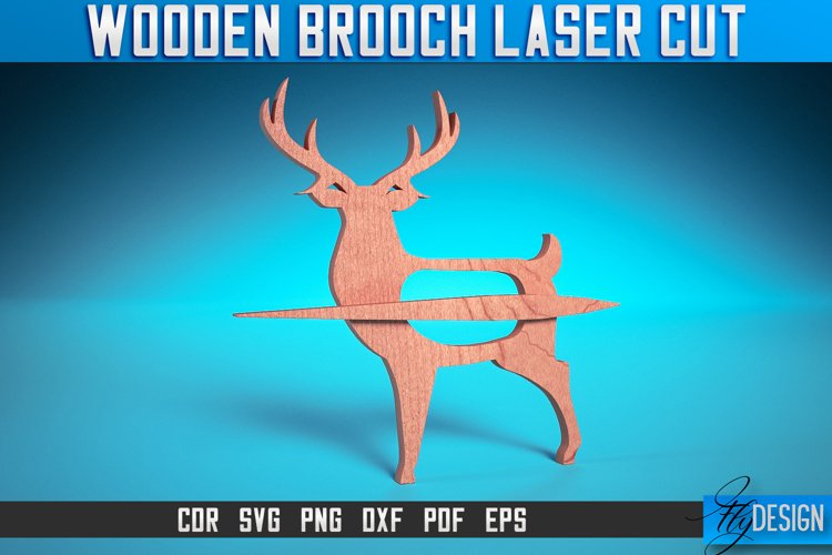 Deer Wooden Brooch Laser Cut SVG | Accessories Laser Cut example image 1