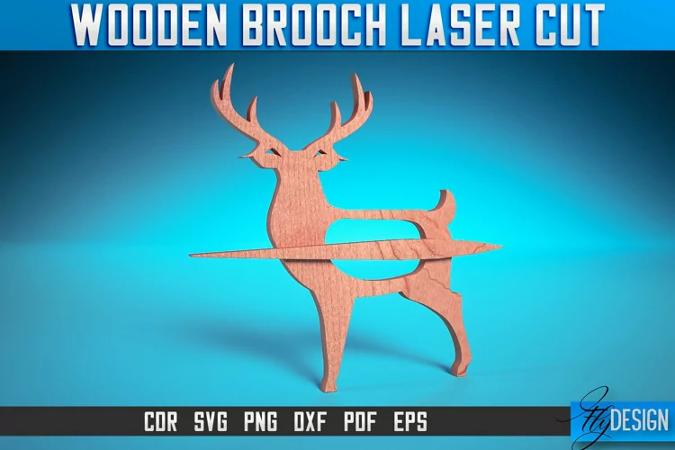 Deer Wooden Brooch Laser Cut SVG | Accessories Laser Cut