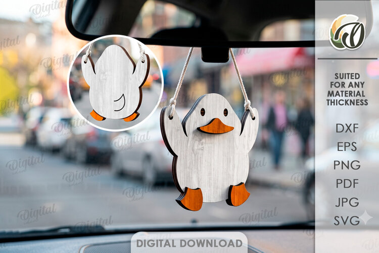 3D Duck Car Charm Laser Cut. Car Accessory SVG example image 1