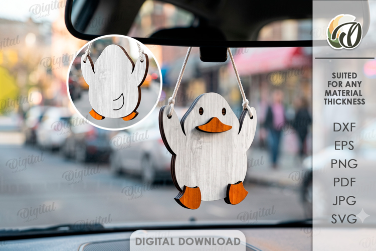 3D Duck Car Charm Laser Cut. Car Accessory SVG