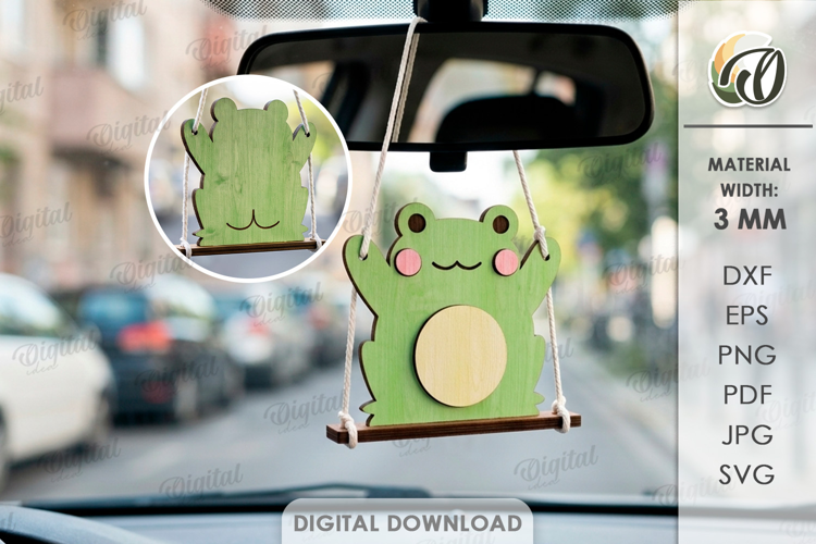3D Frog Car Charm Laser Cut. Car Accessory SVG