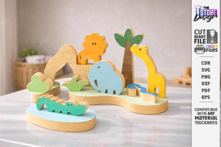 Safari Animal Building Blocks Laser Cut | Kids Laser | CNC