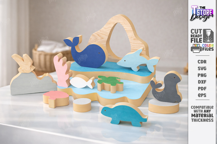 Animal Building Blocks Laser Cut | Kids Laser | Sea Animals