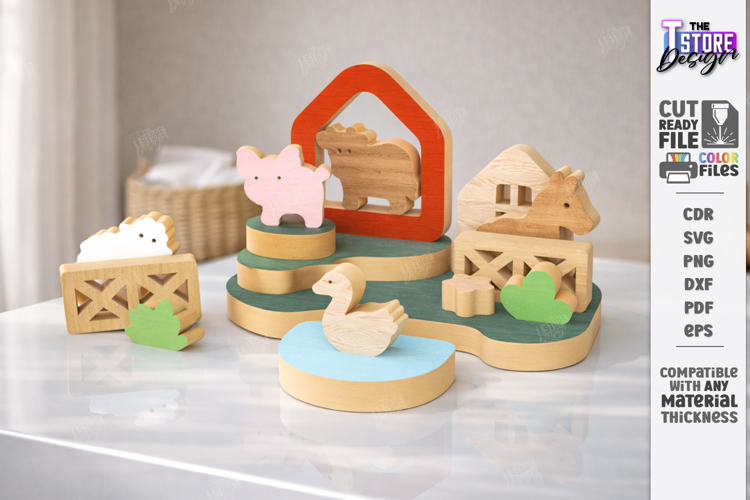 Animal Building Blocks Laser Cut | Kids Laser | Farm Animals