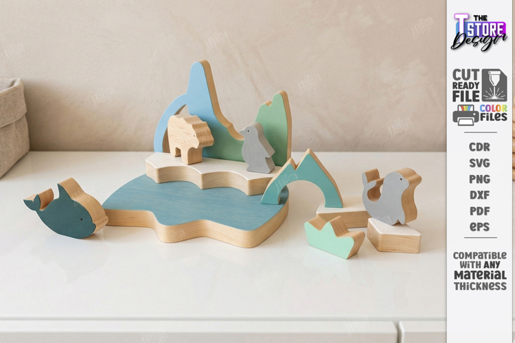 Arctic Animals Building Blocks Laser Cut | Kids Laser | CNC example image 1