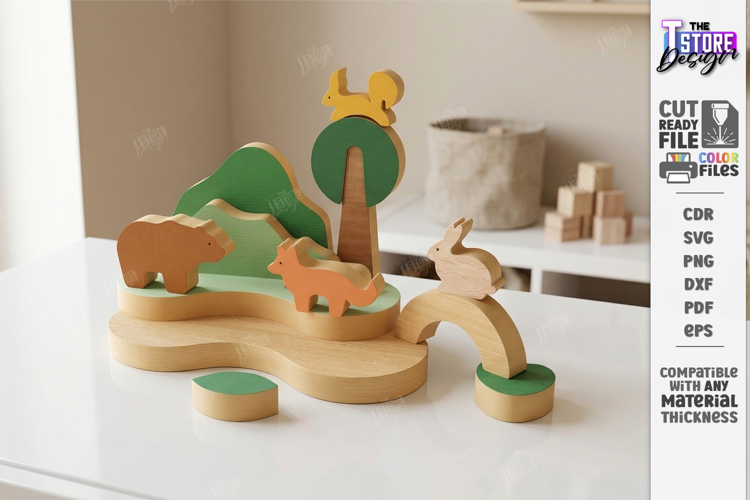 Animal Building Blocks Laser Cut | Kids Laser | Forest SVG