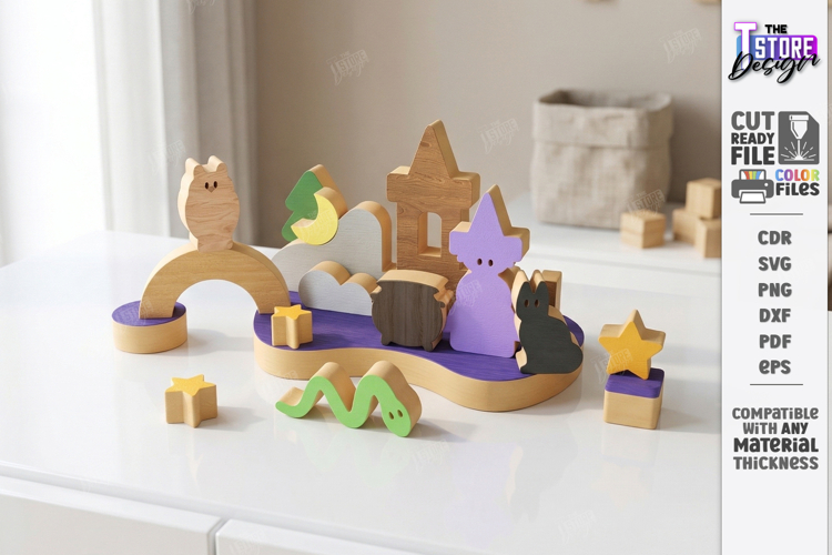 Building Blocks Laser Cut | Kids Laser | Witch Familiars SVG example image 1
