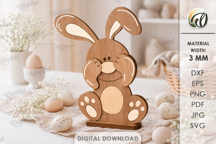 3D Bunny Laser Cut. Easter Stand Decor SVG (6617706)