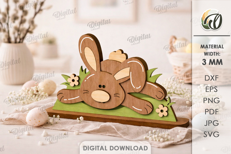 3D Easter Bunny Laser Cut. Easter Stand Decor SVG