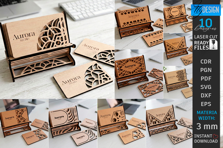 Business Card Holders Laser Cut Bundle|Office Accessory SVG