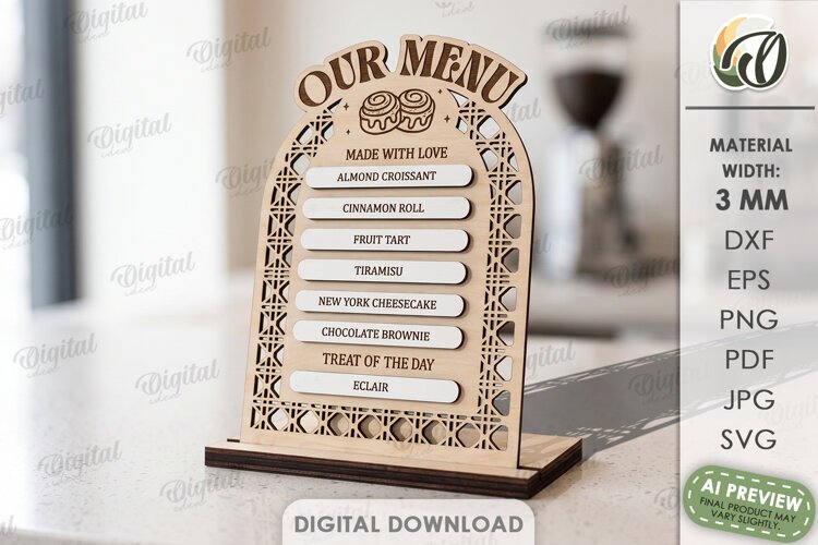 Business Sign Laser Cut. Standing Decor. Menu Board SVG example image 1