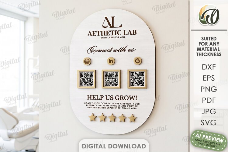 Business Sign Laser Cut. Wall Decor. Review Sign SVG example image 1