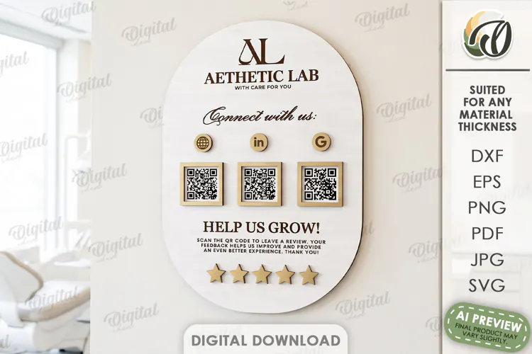 Business Sign Laser Cut. Wall Decor. Review Sign SVG