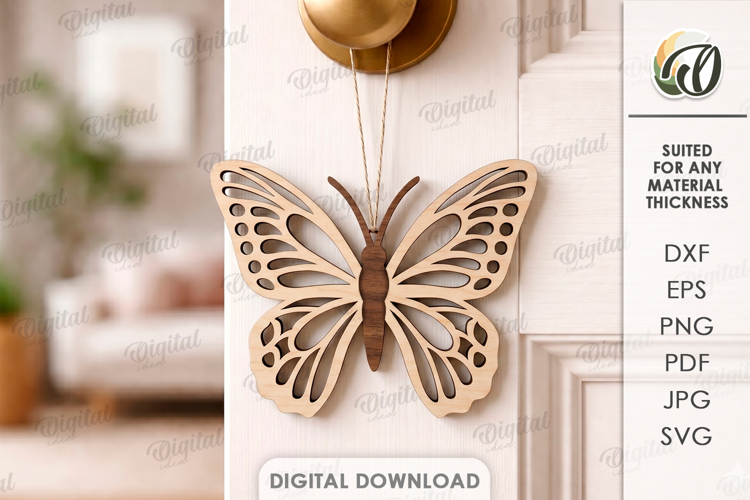 3D Butterfly Laser Cut. Door Knob Hanger SVG