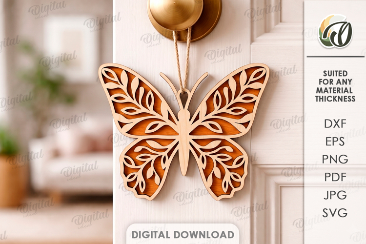 3D Butterfly Laser Cut. Door Knob Hanger SVG