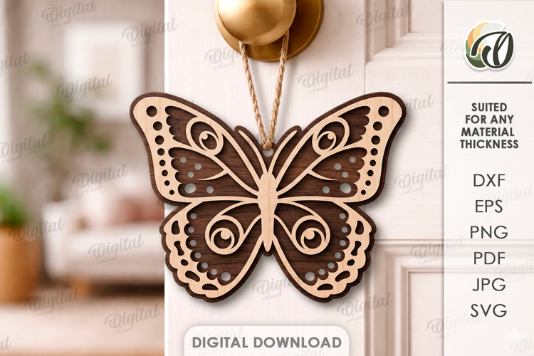 3D Butterfly Laser Cut. Door Knob Hanger SVG
