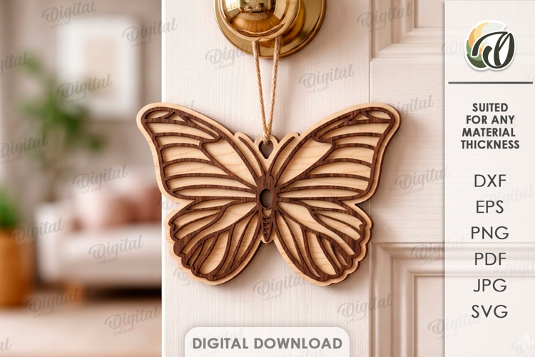 3D Butterfly Laser Cut. Door Knob Hanger SVG