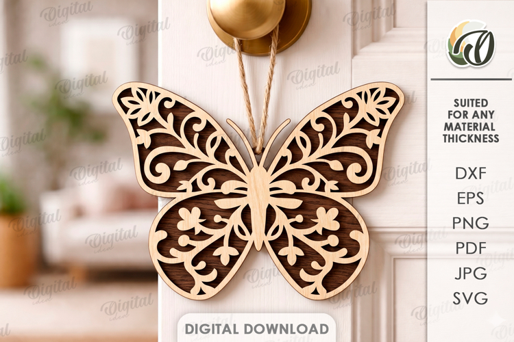 3D Butterfly Laser Cut. Door Knob Hanger SVG
