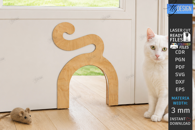 Wooden Cat Portal Door Laser Cut | Interior Cat Door Frame