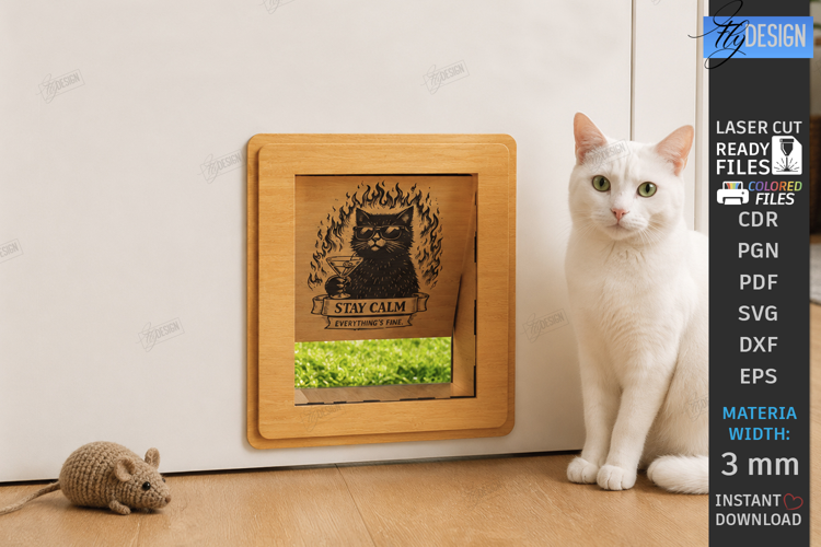 Wooden Cat Portal Door Laser Cut | Interior Cat Door Frame