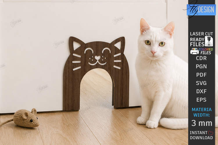Wooden Cat Portal Door Laser Cut | Interior Cat Door Frame