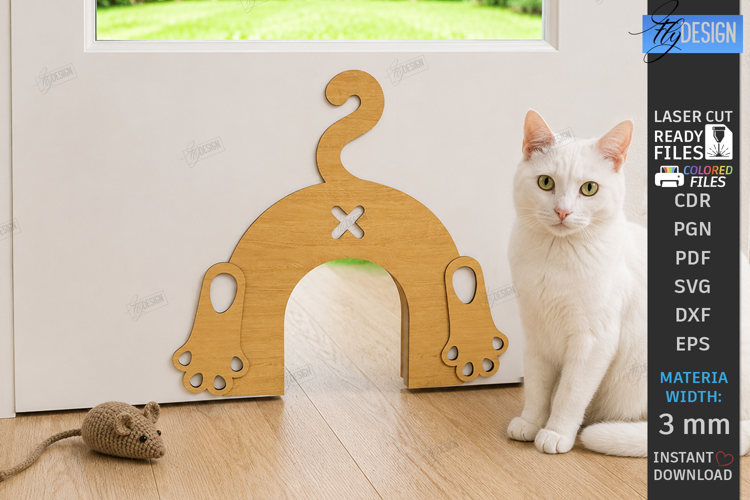 Wooden Cat Portal Door Laser Cut | Interior Cat Door Frame