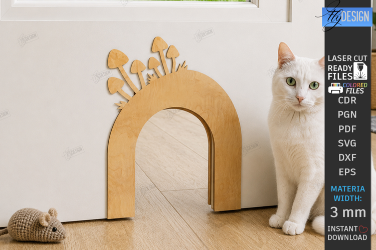 Wooden Cat Portal Door Laser Cut | Interior Cat Door Frame