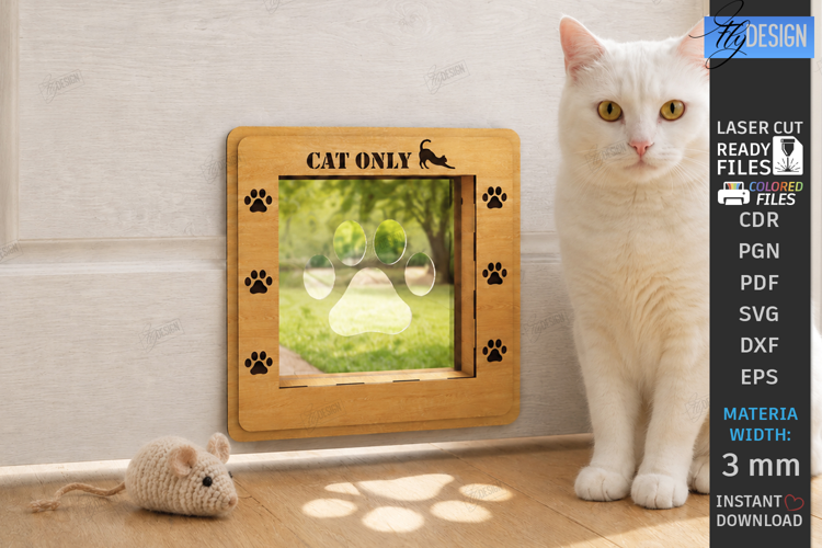 Wooden Cat Portal Door Laser Cut | Interior Cat Door Frame