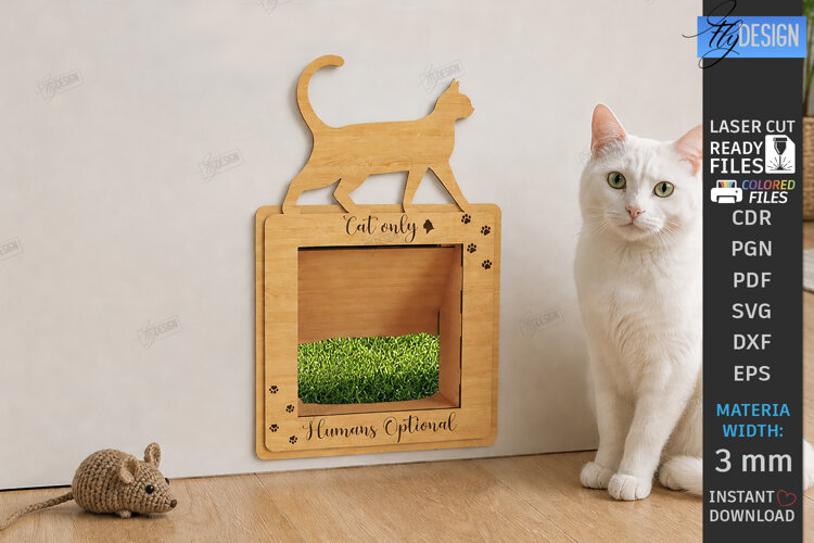 Wooden Cat Portal Door Laser Cut | Interior Cat Door Frame example image 1