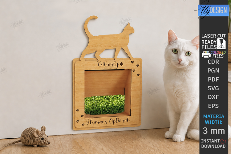 Wooden Cat Portal Door Laser Cut | Interior Cat Door Frame