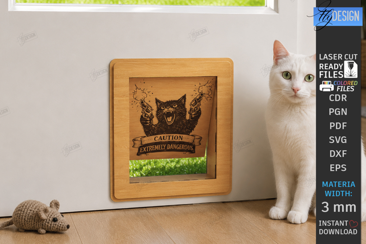 Wooden Cat Portal Door Laser Cut | Interior Cat Door Frame
