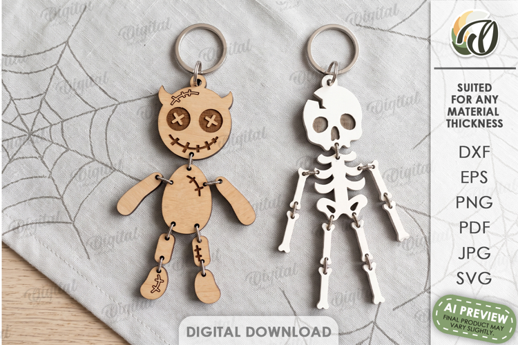 Halloween Characters Keychains Laser Cut. Halloween SVG