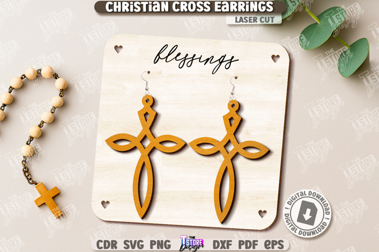 Christian Cross Earrings Laser Cut|Pendant Earrings|Jewelry