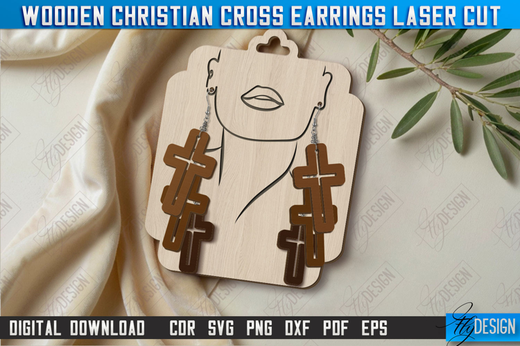 Christian Cross Earrings Laser Cut|Pendant Earrings| Jewelry
