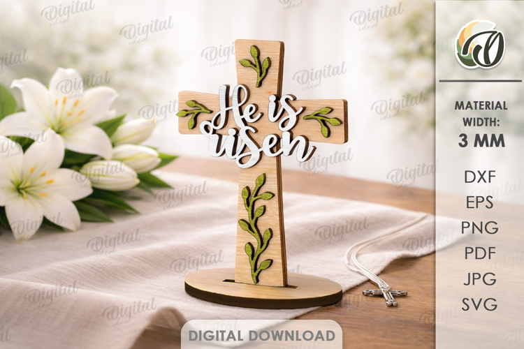 3D Christian Cross Laser Cut. Christian Stand Decor SVG