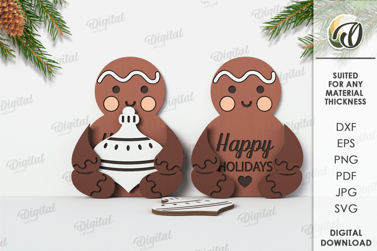 Wooden Christmas Character Lasercut. Gingerbread SVG
