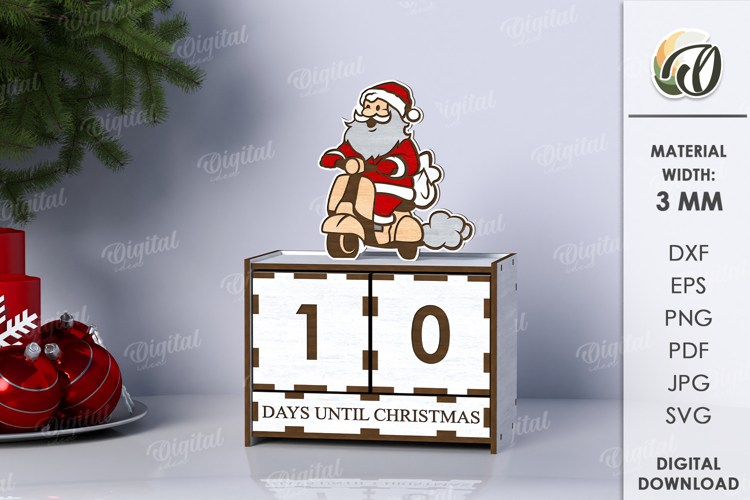 3D Christmas Countdown Laser Cut. Countdown Calendar SVG