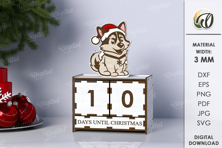 3D Christmas Countdown Laser Cut. Countdown Calendar SVG