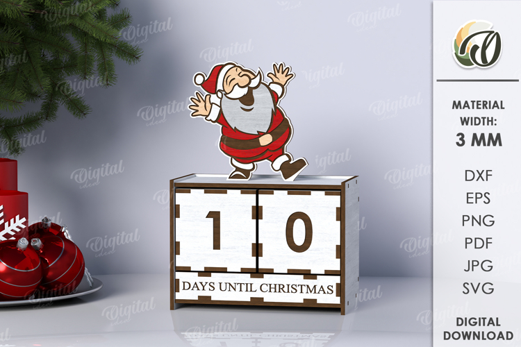 3D Christmas Countdown Laser Cut. Countdown Calendar SVG
